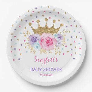 Rosa Lila Aquamarine Crown Princess Baby Shower Gi Pappteller