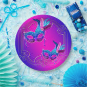 Rosa Lila Aquamarine Masquerade Pappteller (Party)