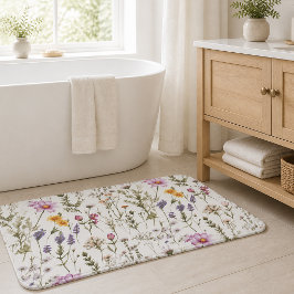 Rosa lila Aquarell-Wildblume  Badematte