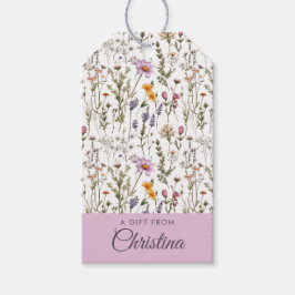 Rosa lila Aquarell-Wildblumen-Monogramm-Name Geschenkanhänger