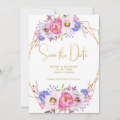 Rosa Lila Aquarellbilder Save The Date (Vorderseite)