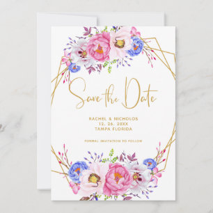 Rosa Lila Aquarellbilder Save The Date