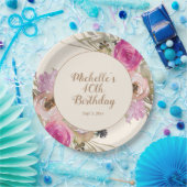 Rosa Lila Aquarellblume 40. Geburtstag Pappteller (Party)