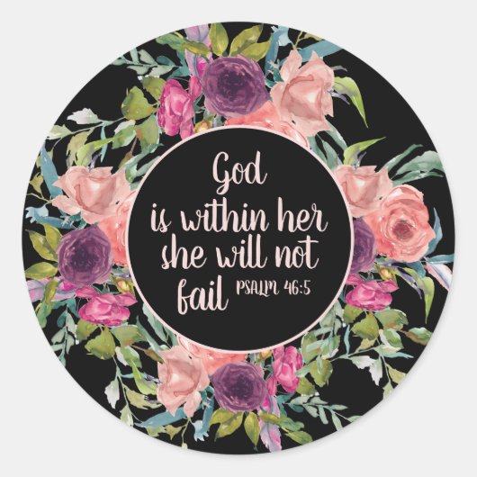 Rosa Lila Aquarellblume Christliche Bibel Runder Aufkleber (Vorderseite)
