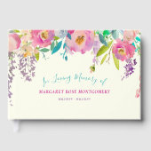 Rosa Lila Aquarellblüte im liebenden Gedächtnis Gästebuch (Vorderseite)