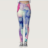 Rosa Lila Aquarellfarbe Fusion Leggings (Vorderseite)