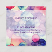 Rosa Lila Aquarellfarbe Fusion Quadratische Visitenkarte (Rückseite)