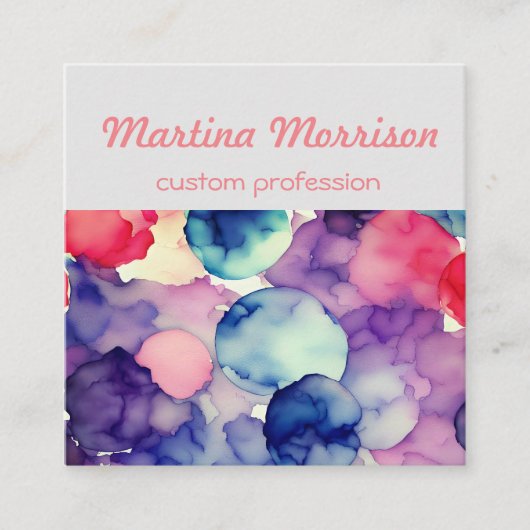 Rosa Lila Aquarellfarbe Fusion Quadratische Visitenkarte (Vorderseite)