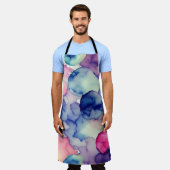 Rosa Lila Aquarellfarbe Fusion Schürze (Getragen)