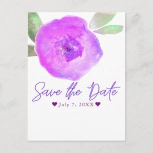 Rosa Lila Aquarellfarben-Blume Save the Date Ankündigungspostkarte