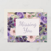 Rosa Lila Aquarellfarben Vermisst Postkarte (Vorne/Hinten)