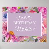 Rosa Lila Aquarellfarben Wildblumen Gerne zum Gebu Poster (Vorne)