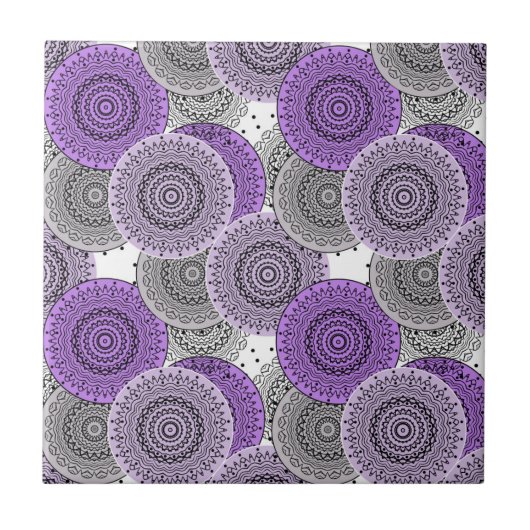Rosa lila arabisches Mandala-Muster im orientalisc Fliese (Vorderseite)