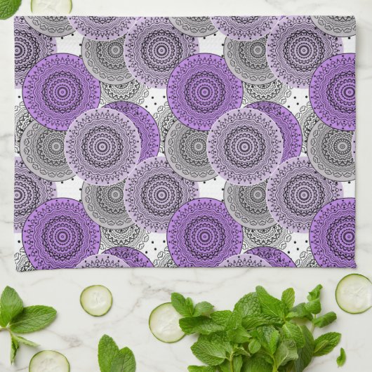 Rosa lila arabisches Mandala-Muster im orientalisc Geschirrtuch (Gefaltet)