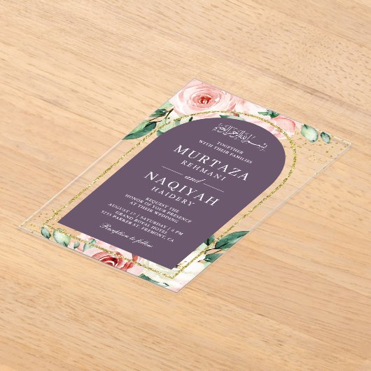 Rosa Lila Arche-Hochzeit Acryleinladungen (Ablage )