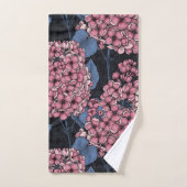 Rosa Lila auf dunkelblau Badhandtuch Set (Handtuch)