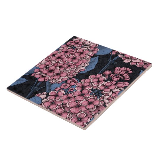 Rosa Lila auf dunkelblau Fliese (Seite)