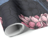 Rosa Lila auf dunkelblau Geschenkpapier (Rolleneckpunkt)