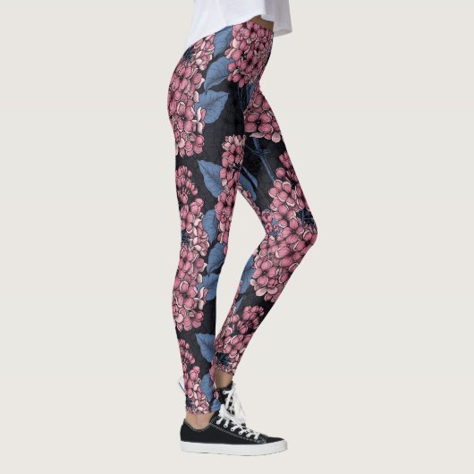 Rosa Lila auf dunkelblau Leggings (Rechts)