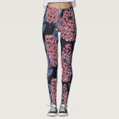 Rosa Lila auf dunkelblau Leggings (Vorderseite)
