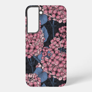 Rosa Lila auf dunkelblau Samsung Galaxy Hülle