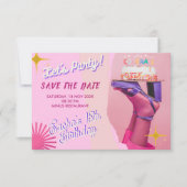 Rosa Lila B Quinceanera Save the Date Karte (Vorderseite)