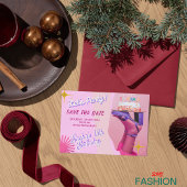 Rosa Lila B Quinceanera Save the Date Karte