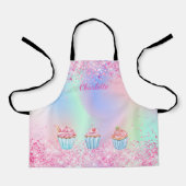 Rosa lila Backen Glitzer cupcakes Name Schürze (Vorderseite)