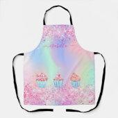 Rosa lila Backen Glitzer cupcakes Name Schürze (Vorderseite)
