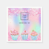 Rosa lila Backkuchenlogos Serviette (Vorderseite)