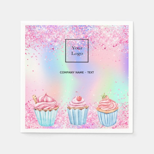 Rosa lila Backkuchenlogos Serviette (Vorderseite)