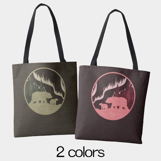 Rosa Lila Bären Außenansicht Nordlichter Tasche