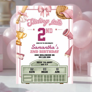 Rosa lila Baseball-Folie zum Geburtstag in jedem A Einladung