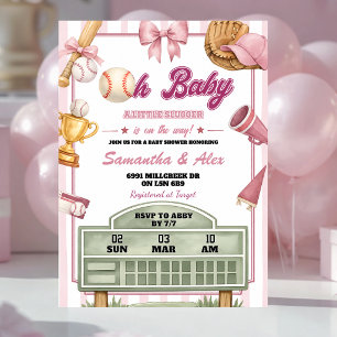 Rosa lila Baseball Oh Baby Girl Baby Shower Einladung
