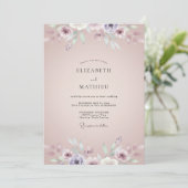 Rosa-lila bemalte Hochzeit Einladung (Stehend Vorderseite)