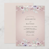 Rosa-lila bemalte Hochzeit Einladung (Vorne/Hinten)