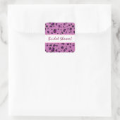 Rosa Lila Black Leopard-Brautparty Quadratischer Aufkleber (Tasche)