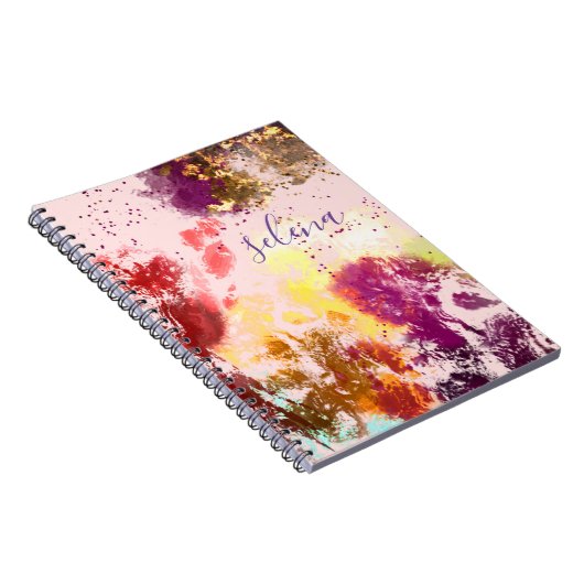 Rosa Lila Bläschen Botanisch Mit Monogramm Notizblock (Rechte Seite)