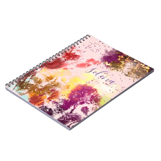 Rosa Lila Bläschen Botanisch Mit Monogramm Notizblock (Linke Seite)