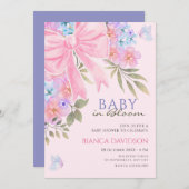 Rosa lila Bläschenbrust-Babydusche Einladung (Vorne/Hinten)