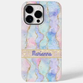 Rosa Lila, blassgrüne Imitate Glitzer Case-Mate iPhone 14 Pro Max Hülle