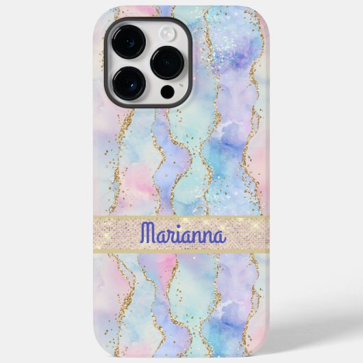 Rosa Lila, blassgrüne Imitate Glitzer Case-Mate iPhone Hülle (Rückseite)