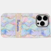 Rosa Lila, blassgrüne Imitate Glitzer Case-Mate iPhone Hülle (Rückseite (Horizontal))