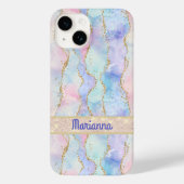 Rosa Lila, blassgrüne Imitate Glitzer Case-Mate iPhone Hülle (Rückseite)