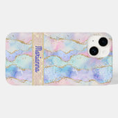 Rosa Lila, blassgrüne Imitate Glitzer Case-Mate iPhone Hülle (Rückseite (Horizontal))