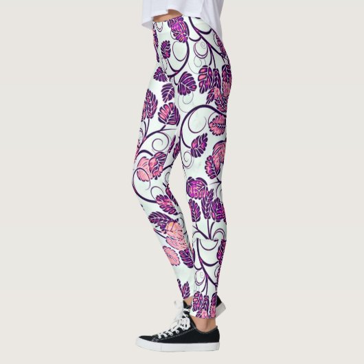 Rosa + Lila Blätter Leggings (Links)