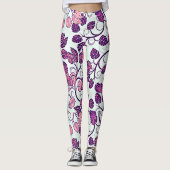 Rosa + Lila Blätter Leggings (Vorderseite)