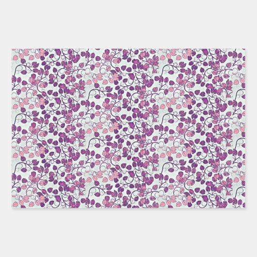 Rosa + Lila Blätter Papiertücher (Vorderseite 3)