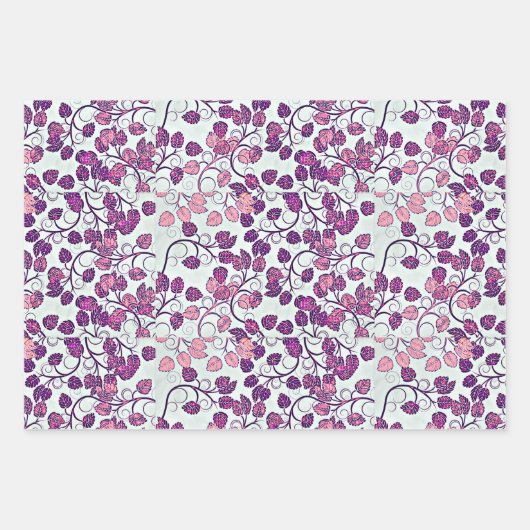 Rosa + Lila Blätter Papiertücher (Vorderseite)