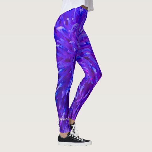 Rosa Lila Blau Abstrakter Personalisierter Name Yo Leggings